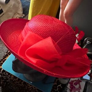 Elegant Red Wide-Brim Hat